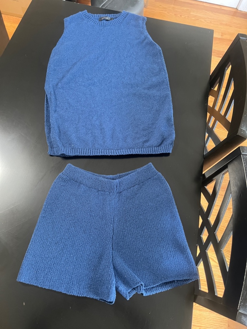 Blue Knit Women's Vest and Shorts - Set